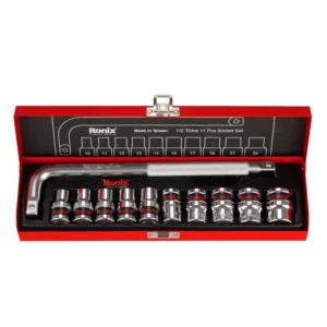 جعبه بکس 11 پارچه رونیکس RH-2610 — سوکت 1/2 اینچ کروم-وانادیوم